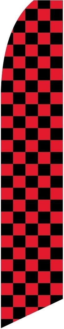 BLACK & RED CHECKERED Flutter Polyknit Feather Flag (11.5 x 2.5 feet)
