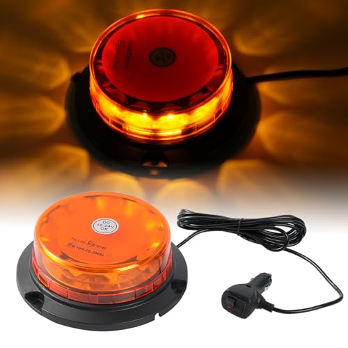 AUTOXBERT LED Rundumleuchte 12V 24V Magnet Orange Warnleuchte Blinkleuchte für Auto Anhänger Traktor LKW Truck PKW Landwirtschaftliche Schulbusse Nutzfahrzeuge Bagger