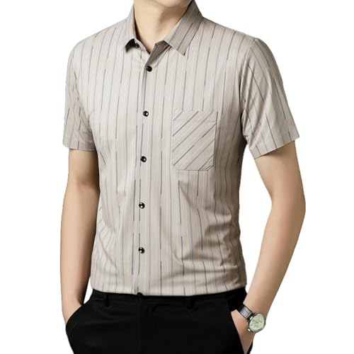 Chemise manches courtes homme sans couture respirante et ultra légère à rayures