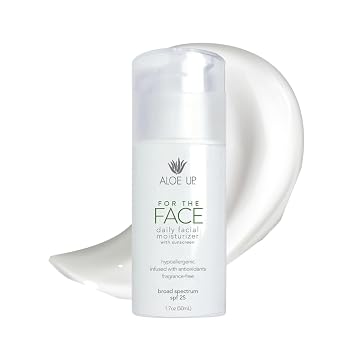 Aloe Up Daily Facial Moisturizer SPF 25 Hydrating, Alcohol-Free, Reef-Friendly Face Sunscreen Lotion with Aloe Vera Gel Fast Absorbing, Non-Comedogenic, For All Skin Types 1.7 Oz