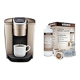 Keurig K-Elite Coffee Maker, Single Serve K-Cup Pod Coffee Brewer, Brushed Gold & 3-Month Brewer Maintenance Kit Includes Descaling Solution, Water Filter Cartridges & Rinse Pods, 7 Count