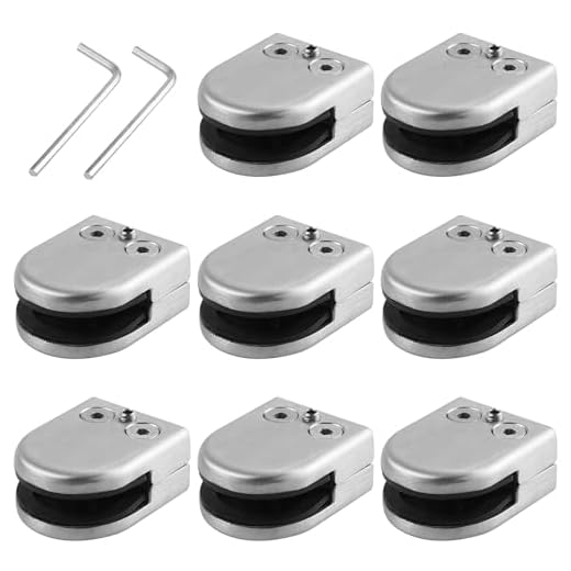 Neoteck Abrazadera de Cristal 8piezas 8-10mm Acero Inoxidable 304 Abrazadera de Clip de Vidrio Plano Posterior Cromado Acabado para Barandilla Escalera