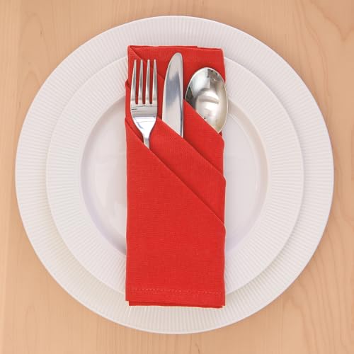Image of Encasa XO Cotton Napkins for Dining Table | Set of 12, Size 43x43 cm | Machine Washable Reusable Table Napkin, Soft & Absorbent, Elegant Table Decor for Kitchen, Hotels, Party - Brick
