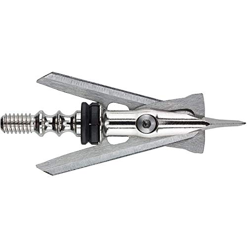 RAGE Hypodermic +P 2 Blade Broadhead, 125 Grain with Shock Collar Technology - 3 Pack, Silver (39900)