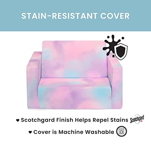 Delta Children Cozee 2-In-1 Convertible Sofa To Lounger - Comfy Flip Open Couch/Sleeper For Kids, Pink Tie Dye #TOP4