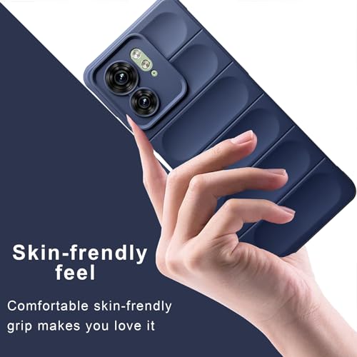 Image of A rtistque Liquid Silicone Stripes Back Cover Case for Motorola Moto Edge 40 5G | with Camera Protection | with Inner Fabric | Anti Slip Grip | AirBag Case - Blue