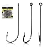 Dovesun Fishing Hooks Freshwater Aberdeen Fishing Hooks 100Pcs Long Shank High-Carbon Steel Worm Hooks Small Bass Trout Crappie 6#*100PCS