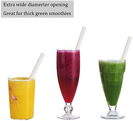 ALINK 50-Pack 12mm Extra Wide White Paper Boba Smoothie Straws, Large Biodegradable Jumbo Big Fat Bubble Tea Party Straws