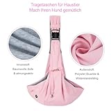 Ownpets Hundetragetasche, Tragekraft bis 15kg, Tragetuch Hund, Hundetasche mit verstellbarem Schultergurt, Aktivitäten im Freien und Ausflüge, Rosa