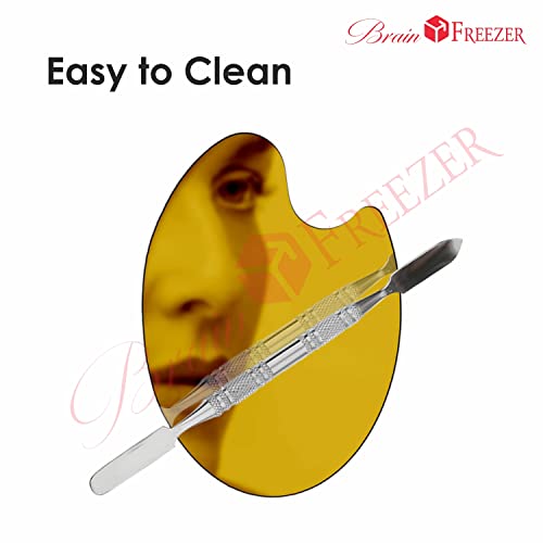 Image of Brain Freezer Shiny Makeup Palette With Stainless Steel Oval Shape Spatula, Golden 100 g