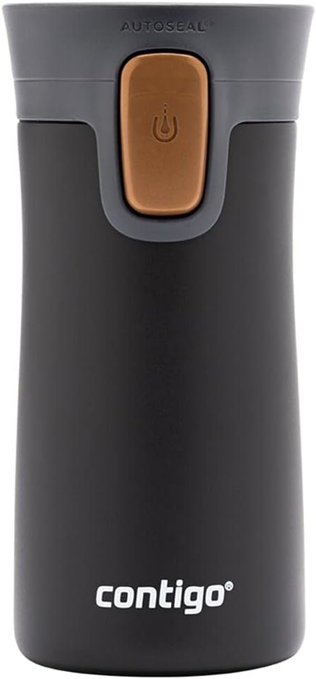 Contigo Pinnacle Autoseal Travel Mug, Stainless Steel Thermal Mug, Vacuum Flask, Leakproof Tumbler, Coffee Mug with BPA Free Easy-Clean Lid, 300 ml, Black with Bronze Lid