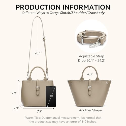 Image of BOSTANTEN Satchel Bag for Women- Adjustable Shape, 3-Way Carry Convertible Vegan Leather Tote for Work Travel