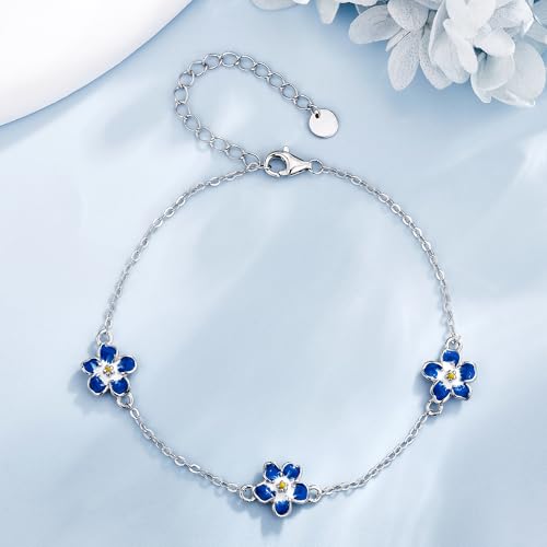 Leaf/Forget Me Not Flower/Sunflower Bracelet 925 Sterling Silver Flower Bracelets Jewelry Gifts For Women Female2