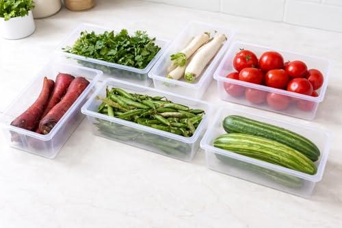 Image of Fridge Storage Containers Set of 4 (1500 ML Each) with LID, Stackable Fridge Storage Boxes for Fruits & Vegetables, BPA Free Kitchen Storage Containers for Fridge