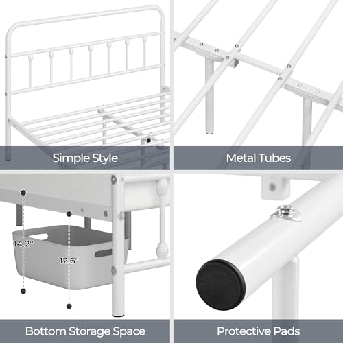 image for Yaheetech Classic Metal Platform Bed Frame Mattress Foundation with Vi
