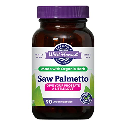 Oregons Wild Harvest Saw Palmetto Organic Capsules 90 Count Vegetarian Capsules 1170mg