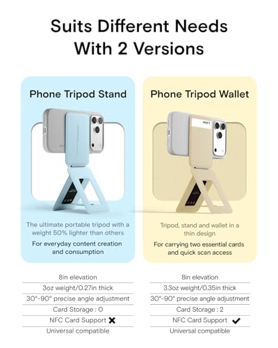 Image of MOFT Phone Tripod Stand Selfie Stick for iPhone, Multi-Angles iPhone Stand, Lightweight & Portable Phone Holder, Strong Magnets, MOVAS Vegan Leather, Travel Essentials,Soothing Mist(Without Card Slot)