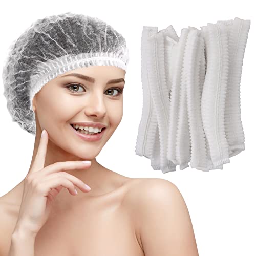 Ijrplm 100 Pcs Disposable Hair Net,21 Inch Hair Nets Food Service,Elastic Non-Woven Disposable Bouffant Caps Head Cover Nets (White) #TOP19