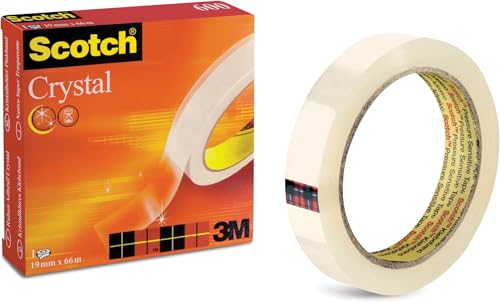 Ruban Scotch Crystal 12 mm x 33 m transparent en lot de 6 rouleaux adhésifs