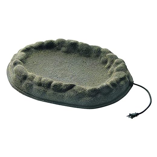 Farm Innovators FS-1 Four Seasons Outdoor Sand Coated Stone Like Heated Birdbath with Hidden Electrical Connection, 70 Watt, Gray