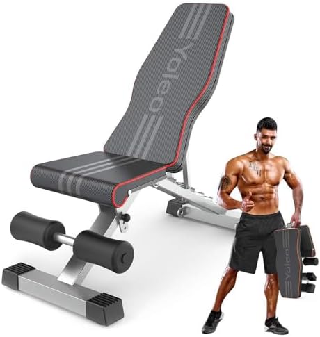 YOLEO Weight Bench, 660LB/300KG Adjustable Foldable Strength Trai...