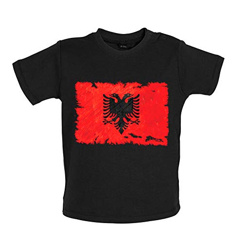 Image of Albania Grunge Style Flag - Organic Baby/Toddler T-Shirt - Black - 18-24 Months