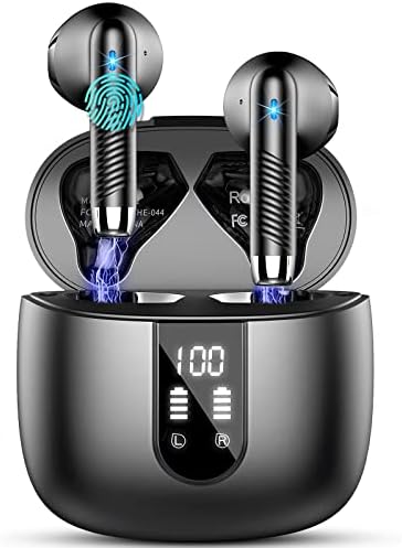Wireless Earbuds, Bluetooth 5.3 Headphones NEW Wireless Headphones with 4 ENC Mic, 56H Bluetooth Earphones in Ear Noise Cancelling Deep Bass, Mini Ear Buds Bluetooth Earbuds IP7 Waterproof LED Display