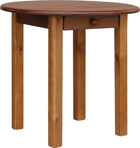 k koma Runder Kiefer Tisch mit SCHUBLADE Esstisch Küchentisch massiv Restaurant NEU Eiche (60 cm)