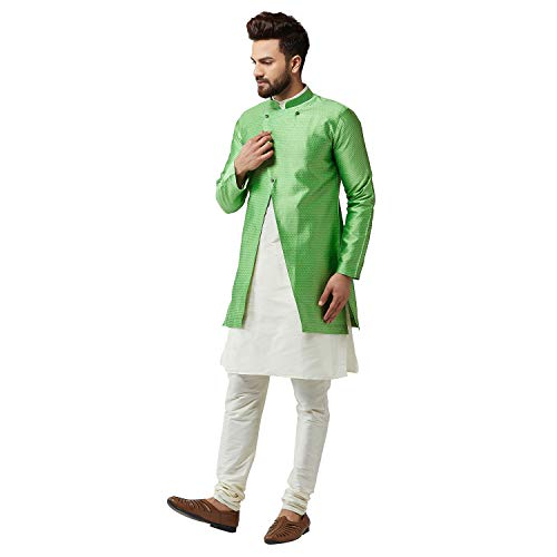 Image of SOJANYA (Since 1958 Men's Silk Blend Kurta Churidaar Pyjama & Jacket Combo