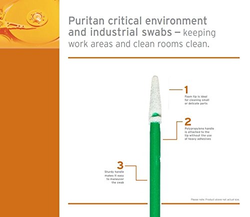 Purswab 3" Small Pointed Esd Foam Swab W/Anti-Static Polypropylene Handle For Electronics, Cleanroom, And Medical Devices - 50 Count #TOP2