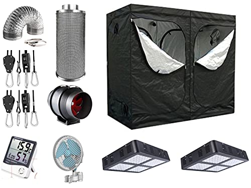 Nito GmbH LED Grow Box Komplettset 200 x 100 x 200 cm Zelt inkl. Aktivkohlefilter Abluft (2 x 280 W LED)