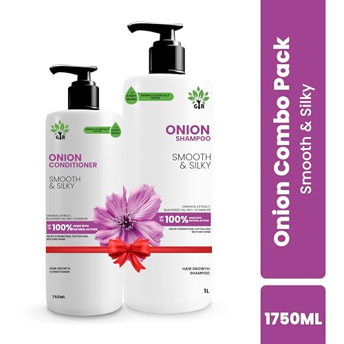 Image of GIR Red Onion Anti Hair Fall Spa Range Hair Care Set: For Smooth and Silky Hair l Onion Shampoo 1L + Onion Conditioner 750 ml