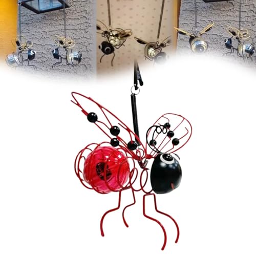 Luz solar colgante de abeja roja para decoracion de jardin exterior