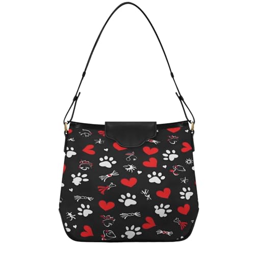 Sac à main en cuir PU pour femme finitions premium avec motif cœur rouge