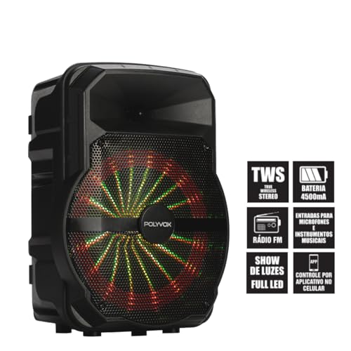Polyvox, 2 Caixa De Som Amplificada XC-710T TWS Polyvox Bluetooth 300w Woofer 10 Polegadas