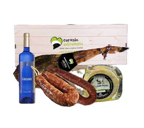 Lote Gourmet Empresa Navidad Supreme – Jamón Ibérico de Cebo 7,5 kg - Vino Árabe de Sani IGP Extremadura - Queso de Oveja - Embutidos Ibéricos | Cesta Regalo Corporativa Premium