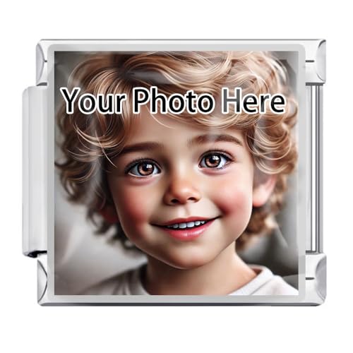 Customized Photo Charm for Italian Charm Bracelet,Fits All Classic 9mm Italian style Bracelets,Personalised Gift for Family,Friends,Pets,Love,Birthday,Wedding (Silver charm,Silver frame)
