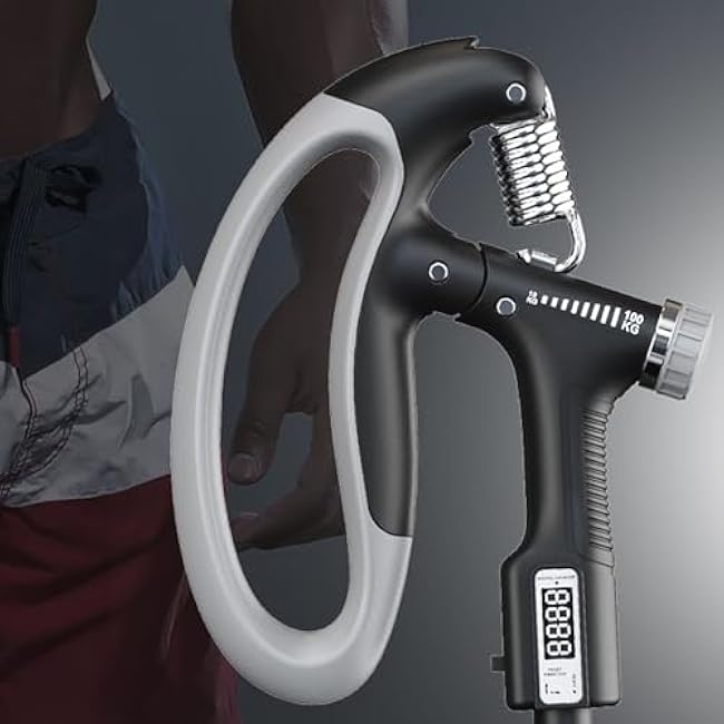 Hand Grip Strengthener, Adjustable Hand Grip Strengthener with Counter, 10?100KG Strength Trainer for, Office, Gym, etc (Black)