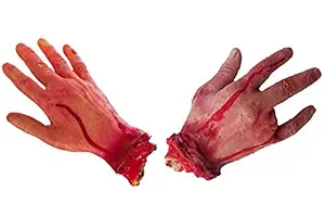 Sage Square Combo of Fake Cosmetic Bloody Arm Hand for Prank Halloween Party Props Cosplay Decorations (Set of 2 Short Hand)