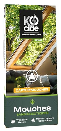 K-OCIDE - Captur'Mouche - 2 Pièges à Vitre - sans Chimie - Attire par la Lumiere - Efficace et Esthètique - 6 Recharges