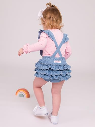 RuffleButts Light Wash Flutter Overall Romper - 6-12m4
