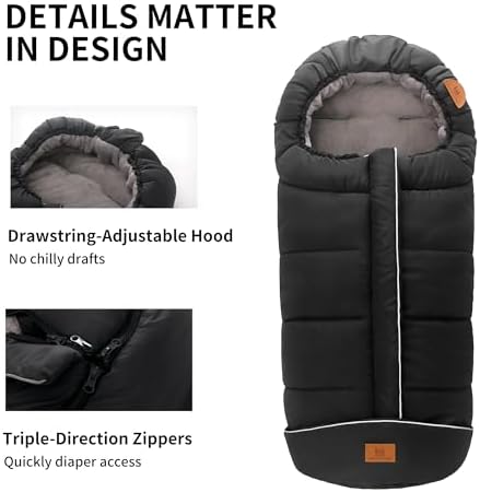 Miracle Baby Bunting Bag for Stroller, Warm Fleece Footmuff with Zippers, Convertible Infant Toddler Sleeping Bag Blanket for Boys Girls - 2