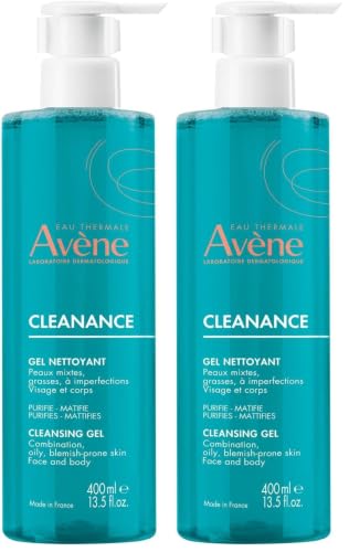 Image of Avène Cleanance Cleansing Gel 400ml, Cleanser for Blemish-Prone Skin, Oily Skin Wash, Mattifying Cleanser, Gentle Gel (Pack of 2)