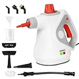 Duronic SC32 WE Pulitore a Vapore Portatile 1050W con Serbatoio 350 ml, Pulizia a Vapore Multifunzione Senza Detergenti per Divani Tessuti Fughe Doccia Forno Cucina Vetri Finestre Auto Bianco