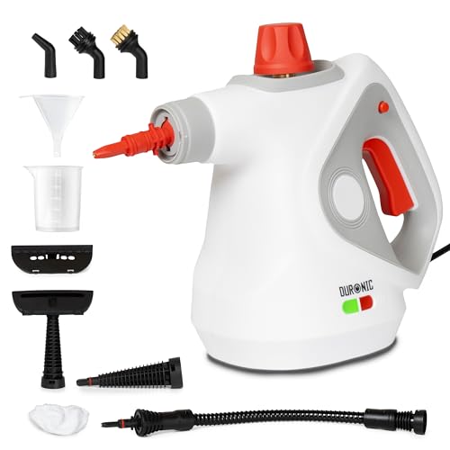Duronic SC32 WE Limpiador de Vapor de Mano 1050W   Limpiador Vapor Portátil Multifunción Depósito 350 ml para Sofá Tejidos Juntas Ducha Horno Fregadero Ventanas Espejos Limpieza sin Químicos
