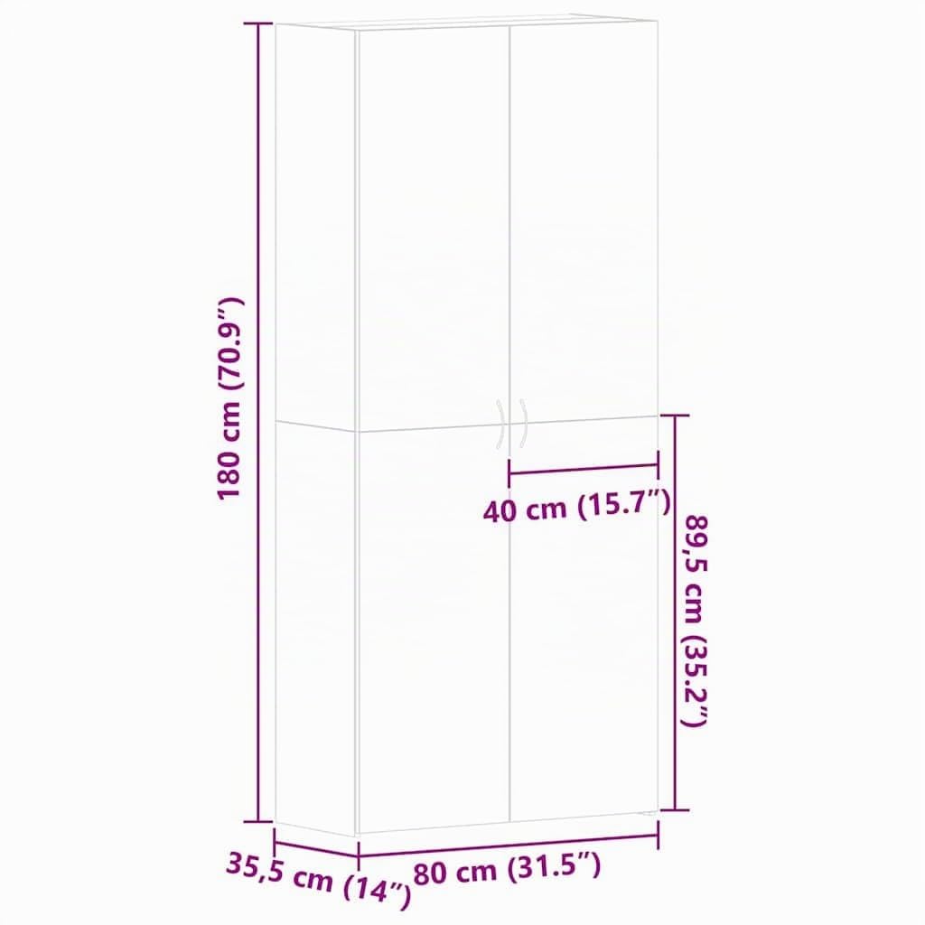 vidaXL Mobile per scarpe 80 x 35.5 x 180 cm Legno ingegnerizzato Nero
