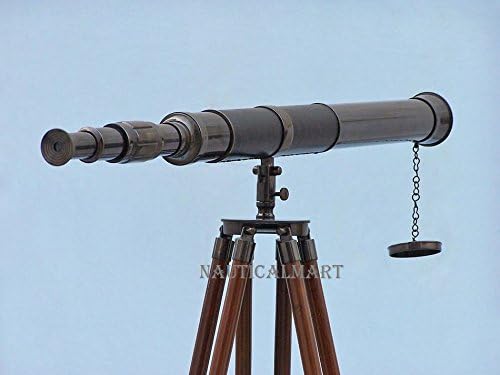 Nauticalmart Admirals Floor Standing Oil Rubbed Bronze with Leather Telescope 60"