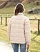 Xiaoxuemeng Womens Quilted Puffer Jacket Zip Up Lightweight Padded Coat Outwear(Khaki-Small-New)