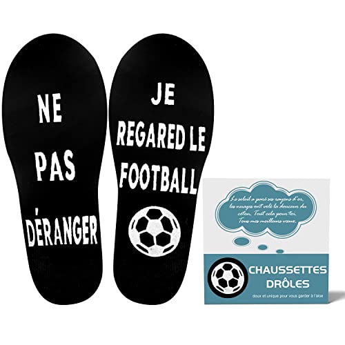 Belloxis Chaussette Homme Rigolotes Drôle Cadeau Football Rigolo Homme, Chaussettes Antidérapante Coton 43~46, Cadeau Noel Fête des Pères Anniversaire Cadeau Foot Cadeau Papa Grand Pere Amie Copain