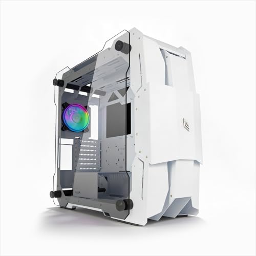 Noua Ego | Case PC Gaming Full Tower | Supporta E-ATX | 1.2mm SPCC | Ventola PWM ARGB | Supporta Radiatori da 360 mm | Pannelli Laterali in Vetro Temperato, Bianco